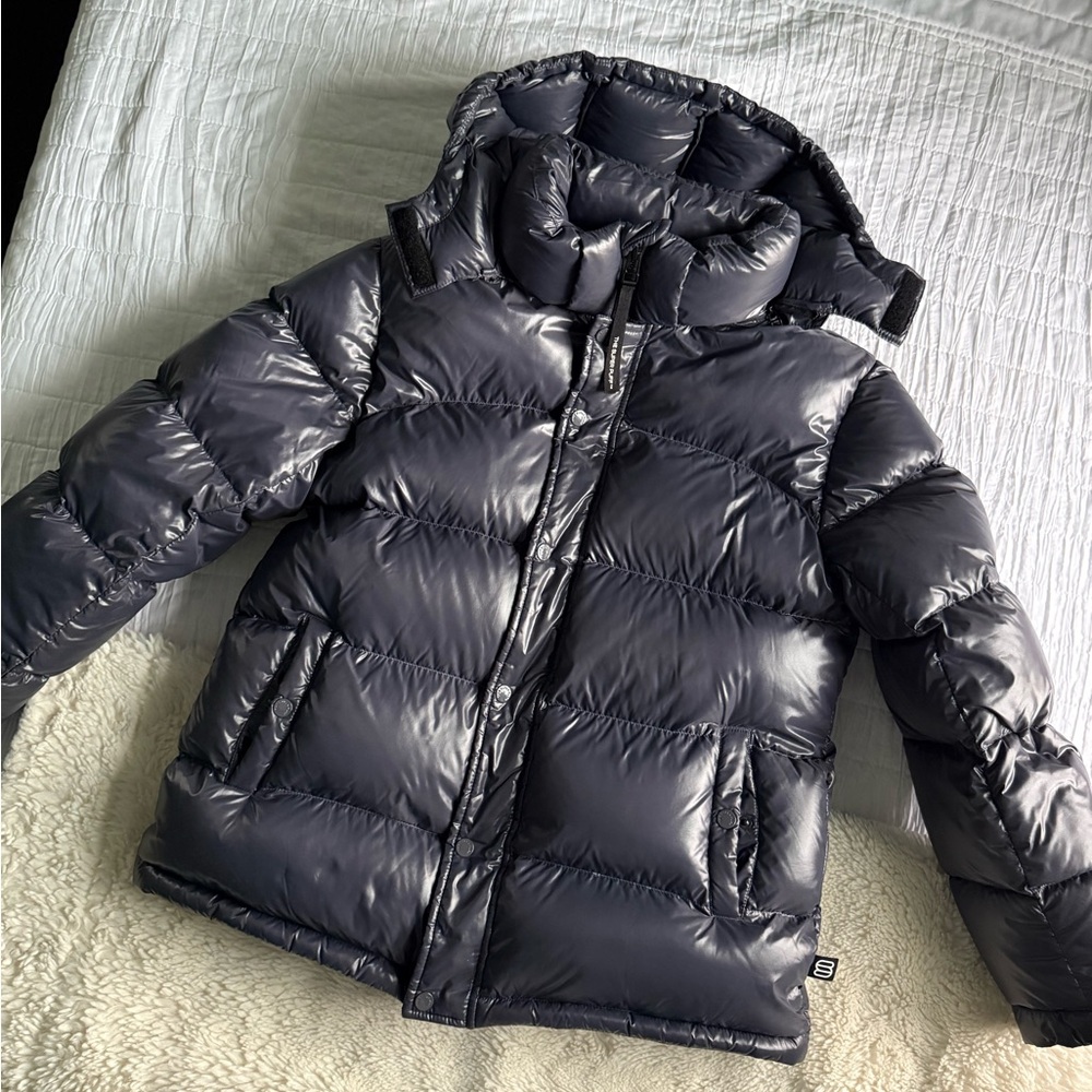 Aritzia Super Puff Down / Puffer Coat Hi-Gloss Stormwatch Grey